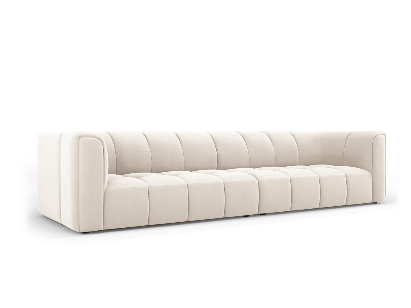 Cosmopolitan Design velourmodulsofa, "Moritz", 4-personers, 286 × 96 × 70 cm, Bluvel, sorte plastben