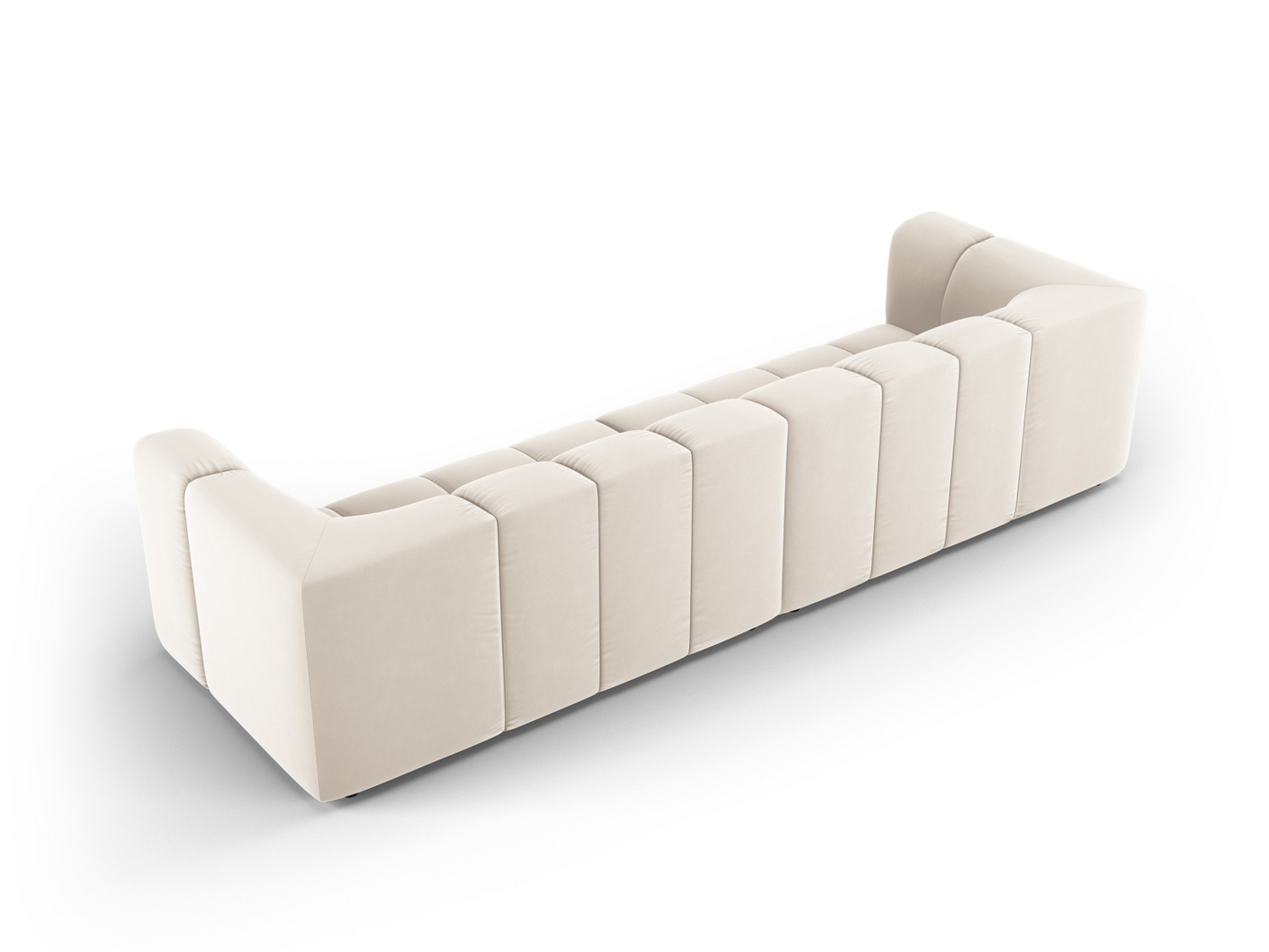 Cosmopolitan Design velourmodulsofa, "Moritz", 4-personers, 286 × 96 × 70 cm, Bluvel, sorte plastben