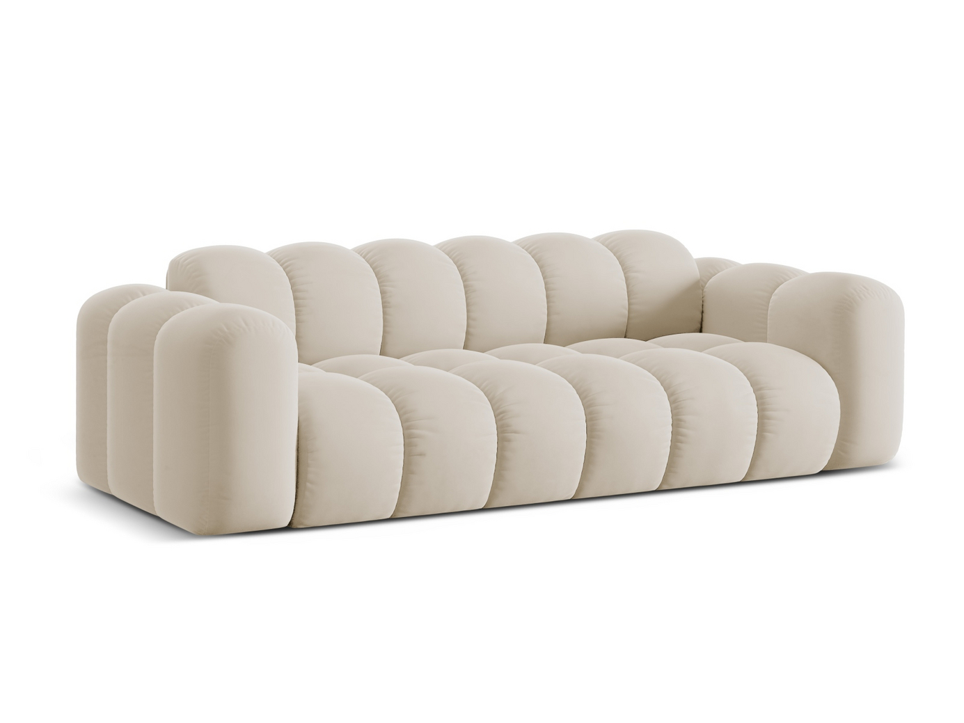 Cosmopolitan Design veloursofa, "Treno", 4-personers, 240 × 94 × 70 cm, Bluvel, sorte plastben