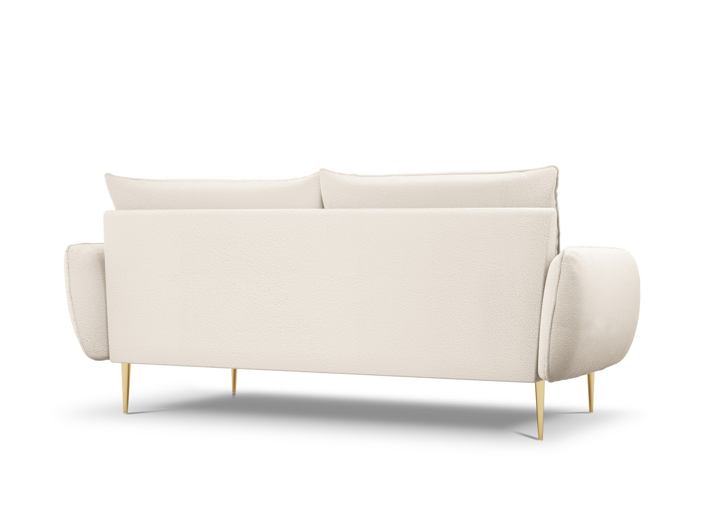 Cosmopolitan Design bouclé-sofa, "Vienna", 4-personers, 230 × 92 × 95 cm, Ascot, guldfarvede metalben