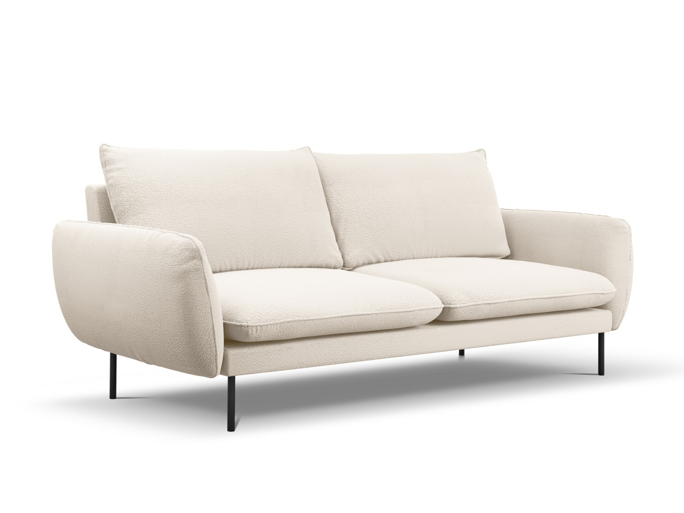 Cosmopolitan Design bouclé-sofa, "Vienna", 4-personers, 230 × 92 × 95 cm, Ascot, sorte metalben