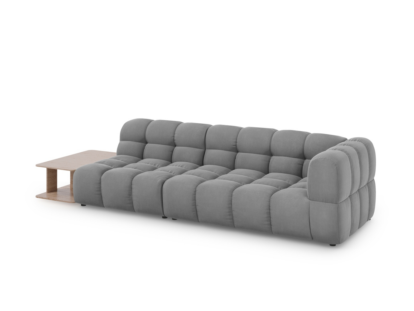Cosmopolitan Design venstrevendt velourmodulsofa, "Sky", 4-personers, 297 × 102 × 70 cm, Casino, sorte plastben