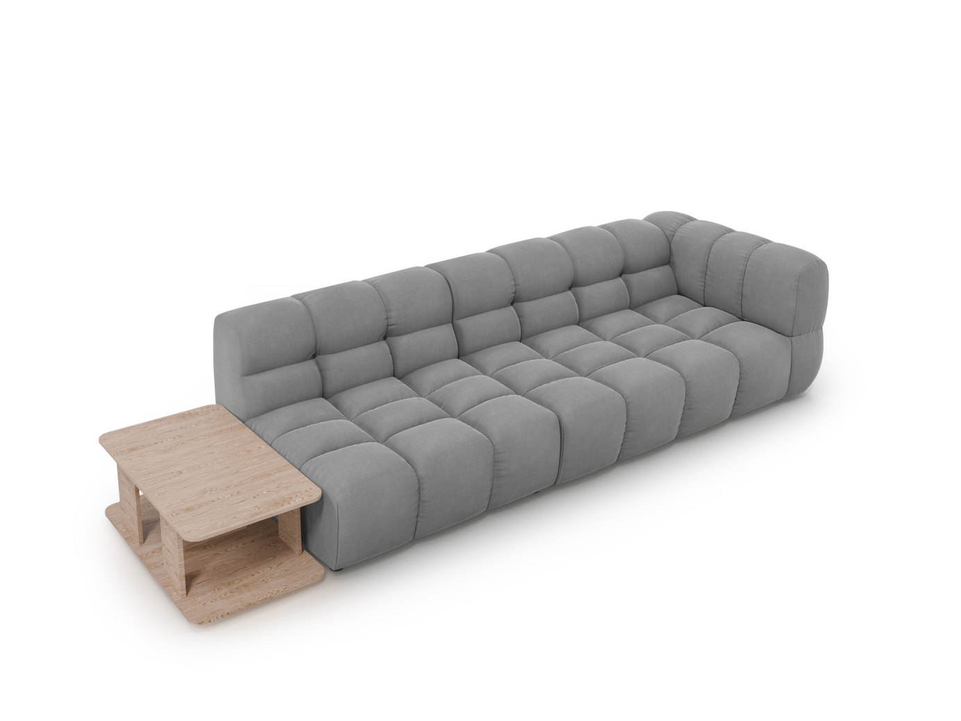 Cosmopolitan Design venstrevendt velourmodulsofa, "Sky", 4-personers, 297 × 102 × 70 cm, Casino, sorte plastben