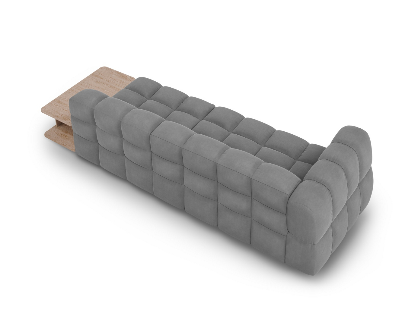 Cosmopolitan Design højrevendt velourmodulsofa, "Sky", 4-personers, 297 × 102 × 70 cm, Casino, sorte plastben