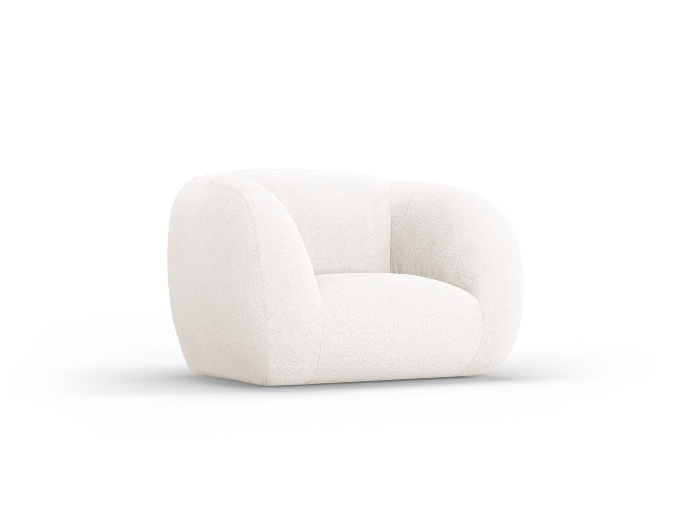 Cosmopolitan Design bouclé-lænestol, "Essen", 1-personers, 130 × 95 × 86 cm, Baloo, sorte plastben
