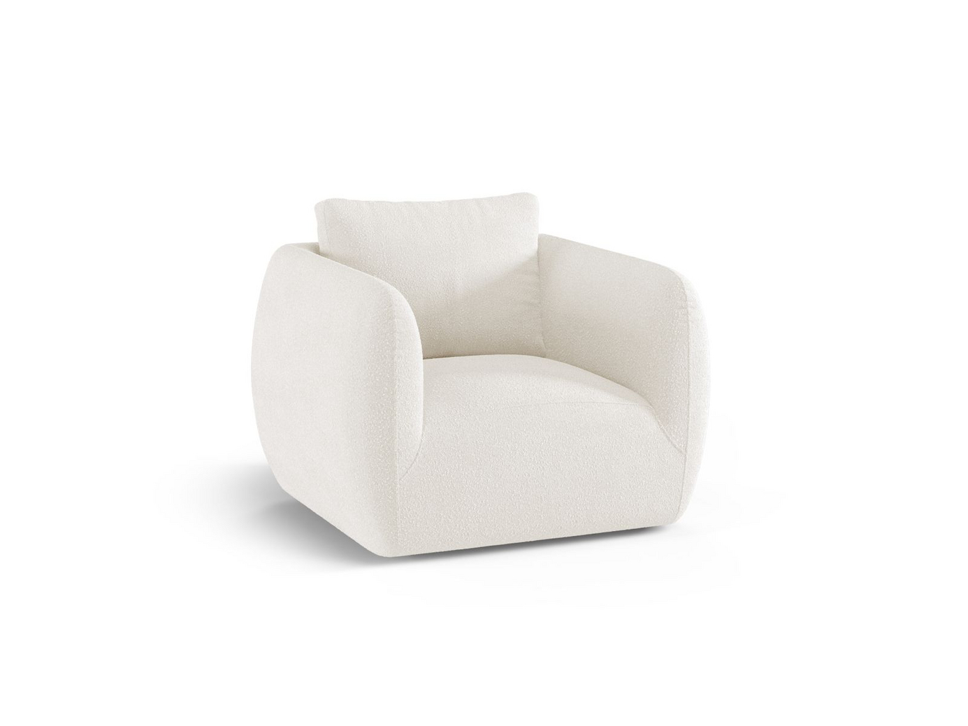 Cosmopolitan Design bouclé-lænestol, "Nimes", 1-personers, 95,5 × 87 × 80 cm, Baloo, sølvfarvede metalben