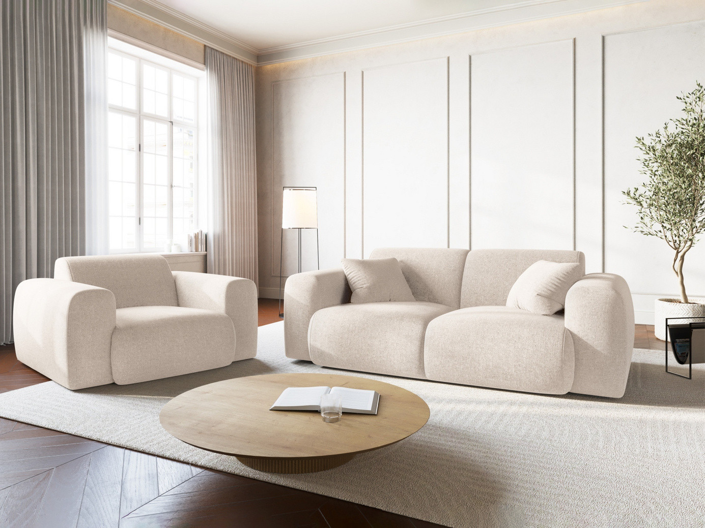 Cosmopolitan Design lænestol, "Nolio", 1-personers, 105 × 95 × 72 cm, Haga, sorte plastben