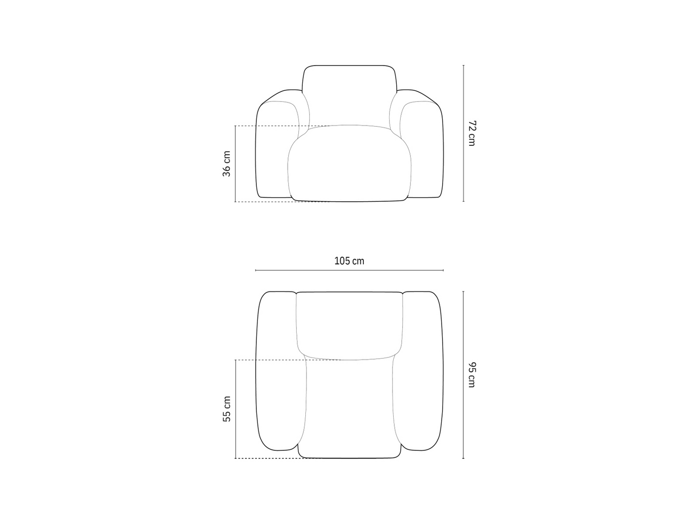 Cosmopolitan Design lænestol, "Nolio", 1-personers, 105 × 95 × 72 cm, Haga, sorte plastben