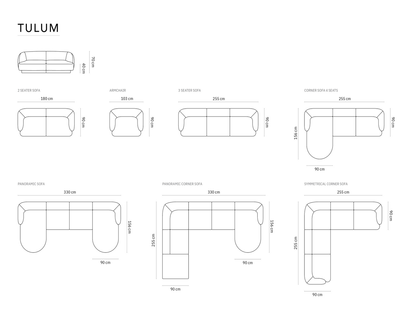 Cosmopolitan Design lænestol, "Tulum", 1-personers, 103 × 90 × 70 cm, Haga, sorte plastben