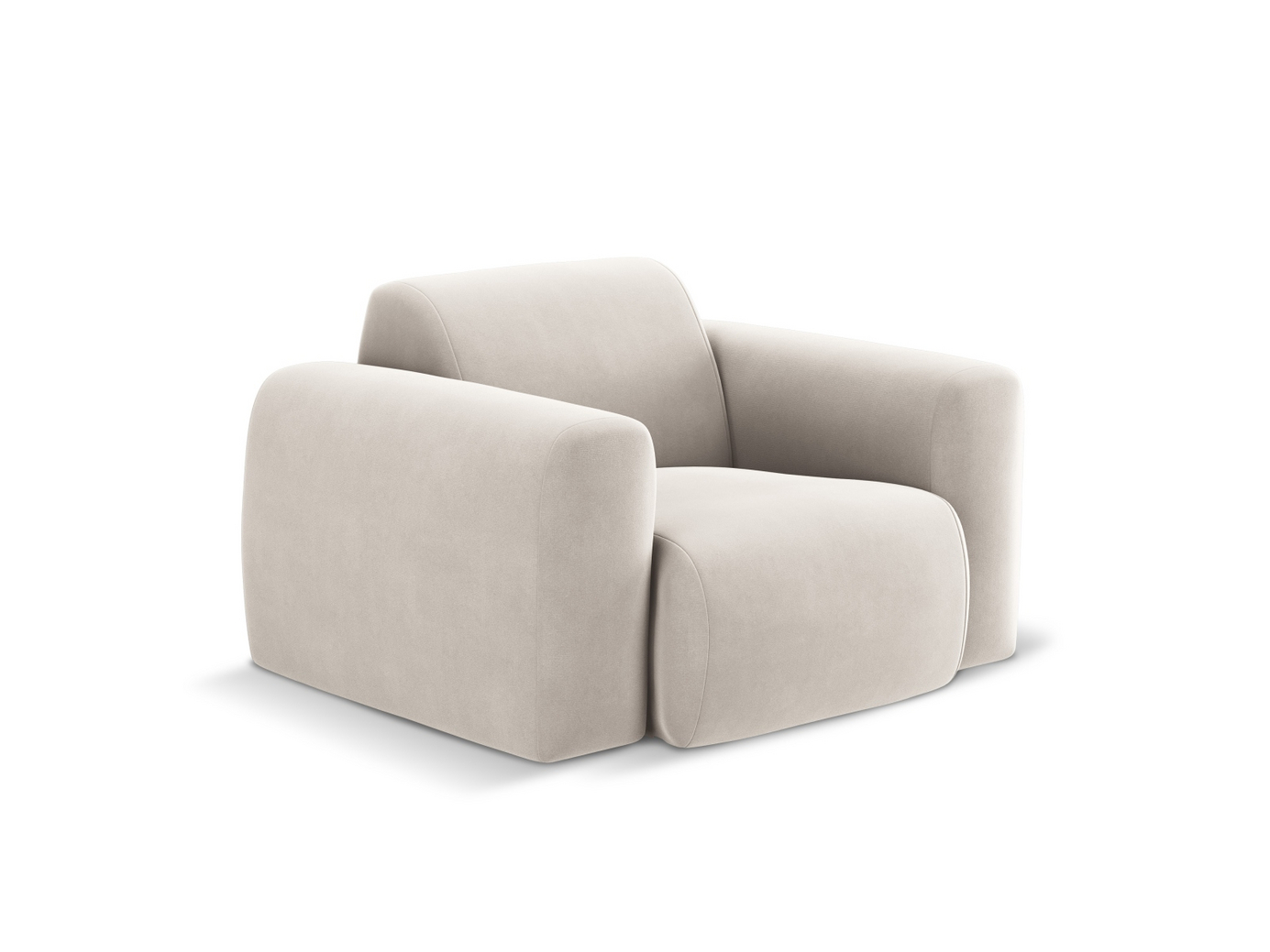 Cosmopolitan Design velourlænestol, "Nolio", 1-personers, 105 × 95 × 72 cm, Casino, sorte plastben