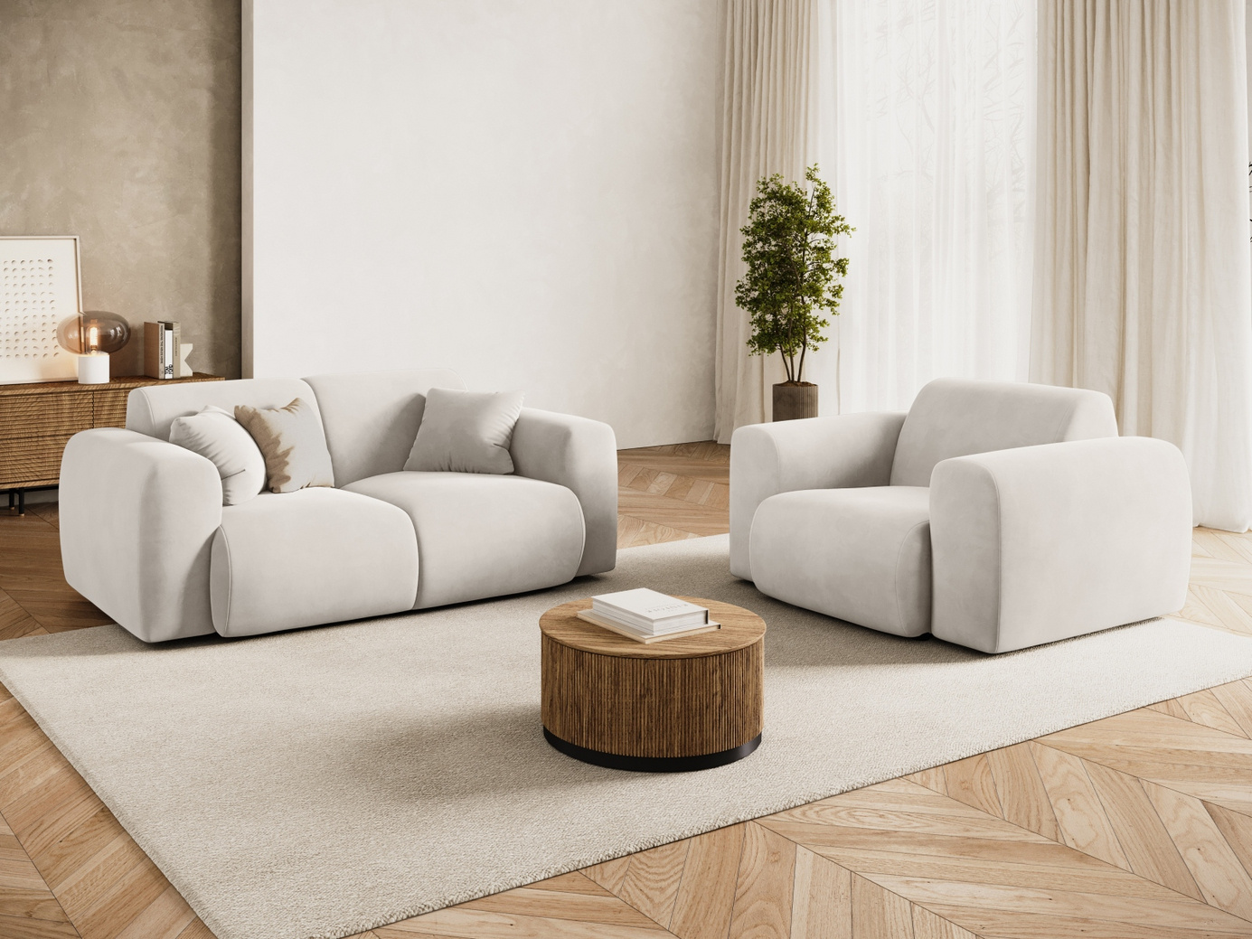 Cosmopolitan Design velourlænestol, "Nolio", 1-personers, 105 × 95 × 72 cm, Casino, sorte plastben