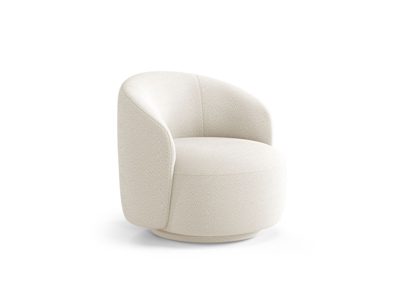 Cosmopolitan Design bouclé-drejelænestol, "Savona", 1-personers, 86 × 83 × 76,5 cm, CORAL, stofbetrukne ben