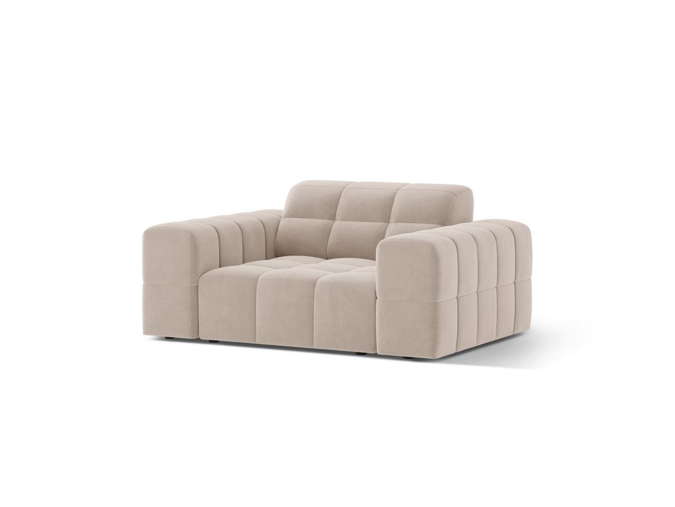 Cosmopolitan Design velourlænestol, "Chicago", 1-personers, 132 × 102 × 78 cm, Venus, sorte plastben