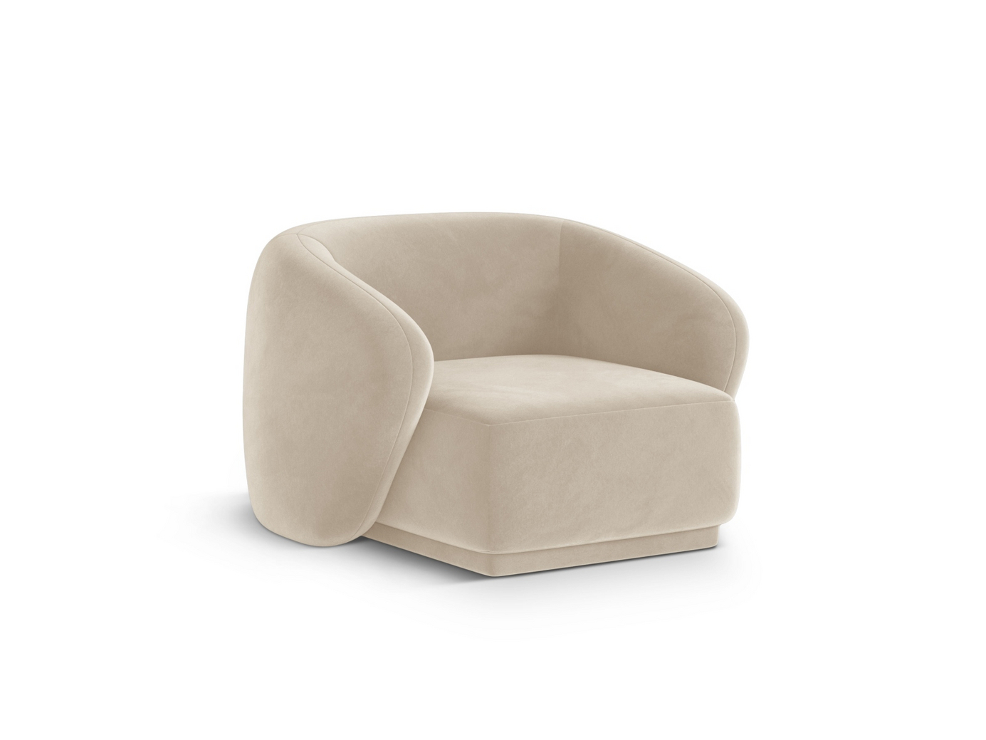 Cosmopolitan Design velourlænestol, "Gomera", 1-personers, 93 × 90 × 74 cm, Salvador, sorte plastben