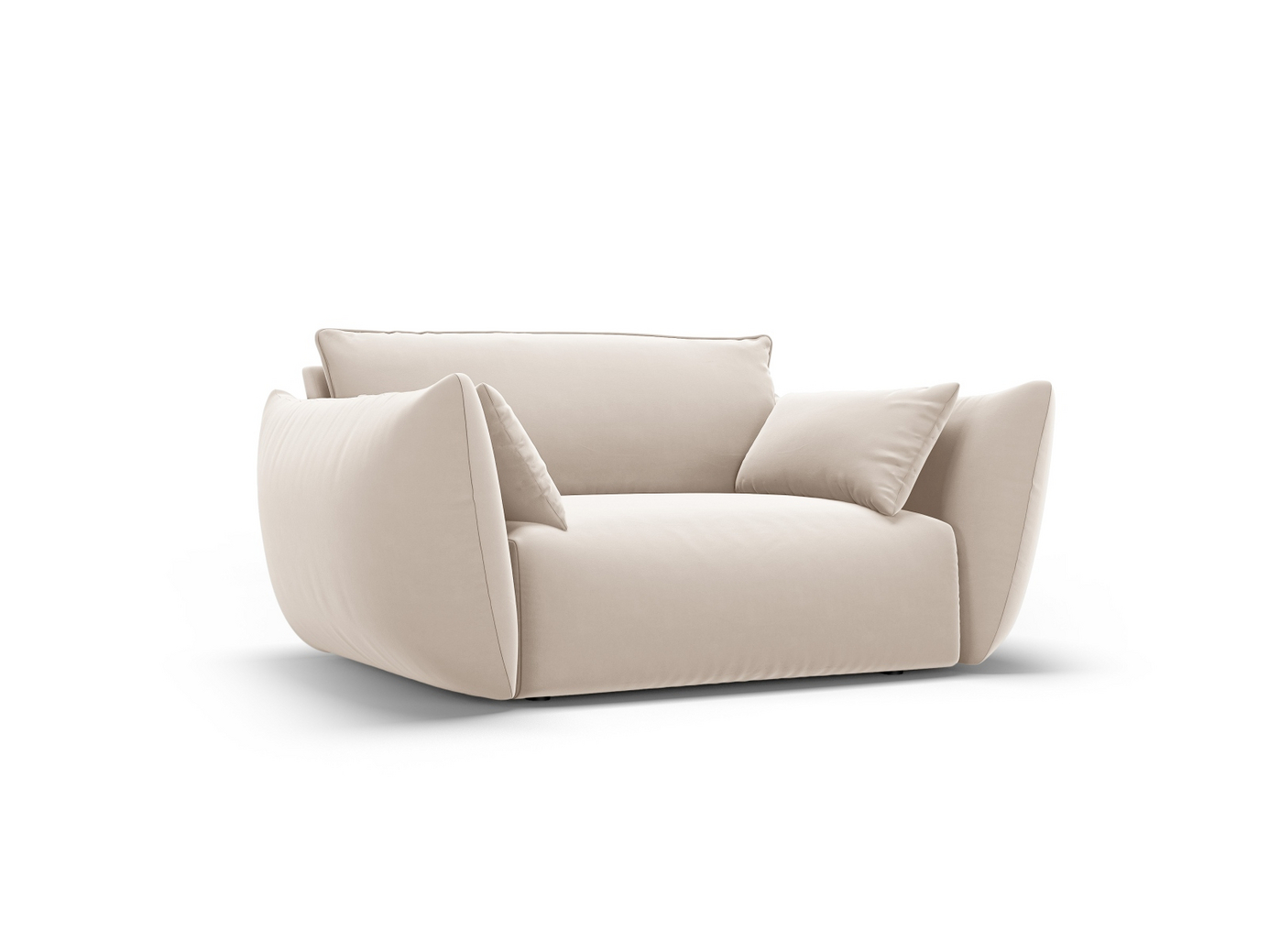 Cosmopolitan Design velourlænestol, "Matera", 1-personers, 128 × 110 × 85 cm, Salvador, sorte plastben