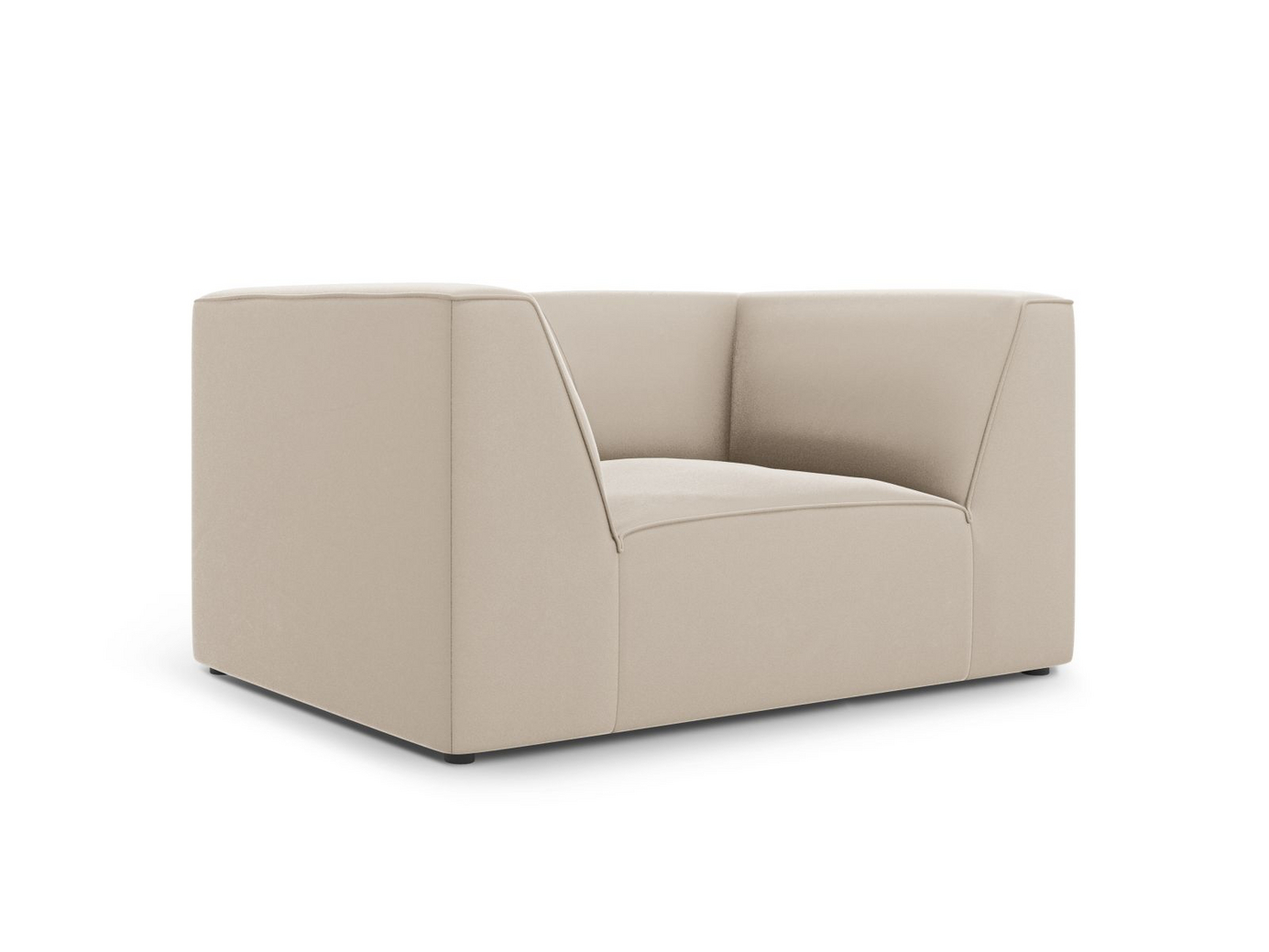 Cosmopolitan Design velourlænestol, "Siena", 1-personers, 120 × 92 × 69 cm, Salvador, sorte plastben