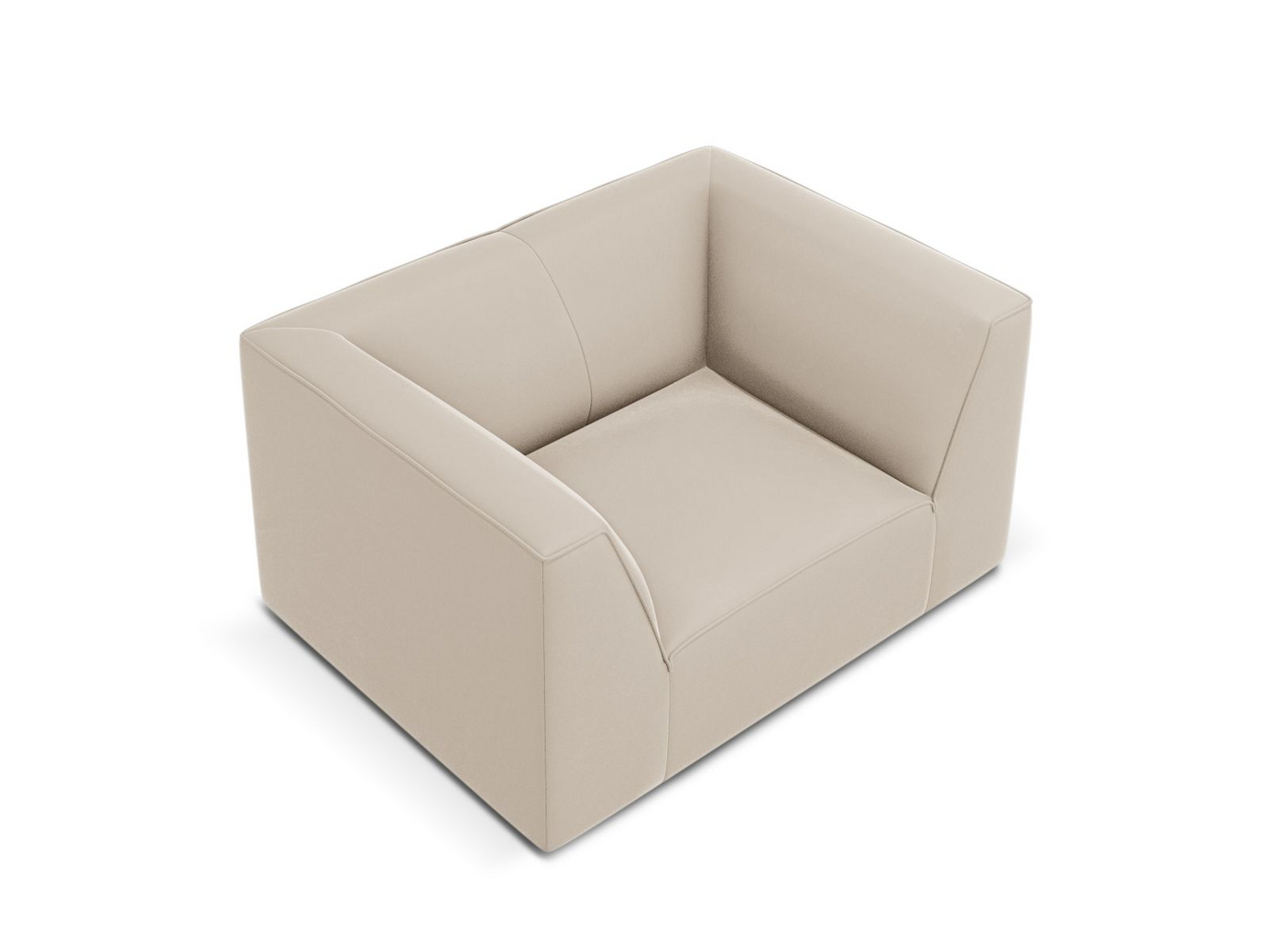 Cosmopolitan Design velourlænestol, "Siena", 1-personers, 120 × 92 × 69 cm, Salvador, sorte plastben