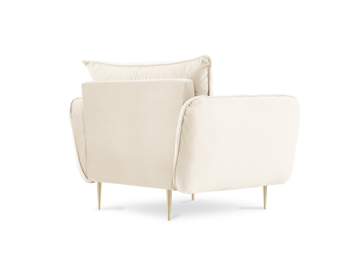 Cosmopolitan Design velourlænestol, "Vienna", 1-personers, 97 × 94 × 95 cm, Bluvel, guldfarvede metalben