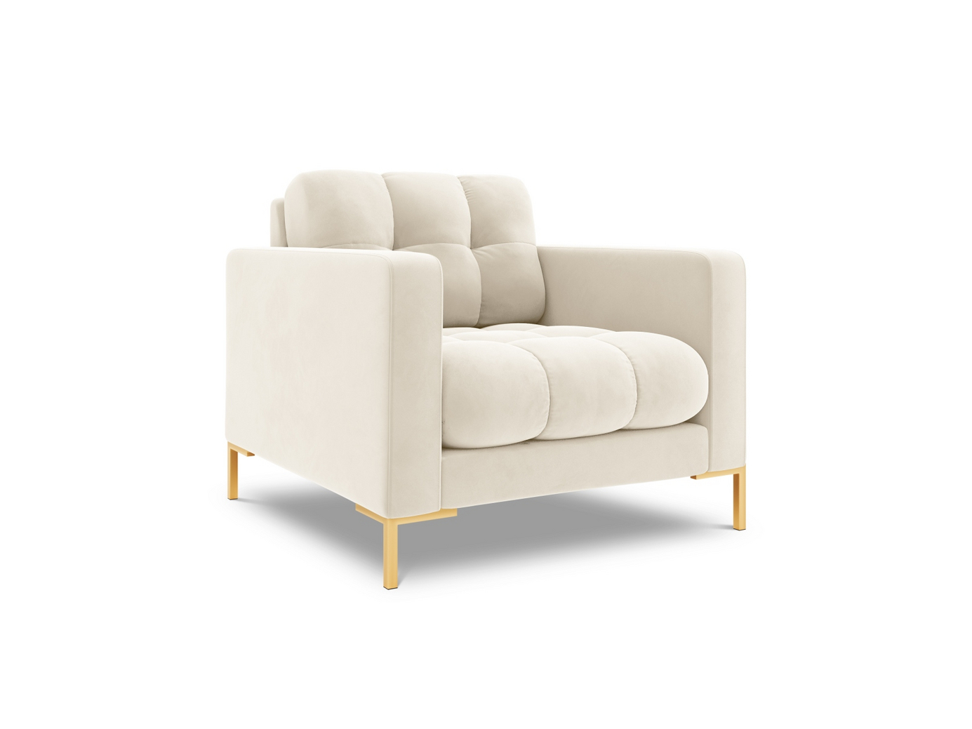 Cosmopolitan Design velourlænestol, "Bali", 1-personers, 87 × 96 × 75 cm, Bluvel, guldfarvede metalben