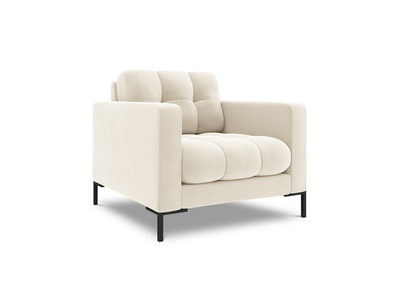Cosmopolitan Design velourlænestol, "Bali", 1-personers, 87 × 96 × 75 cm, Bluvel, sorte metalben
