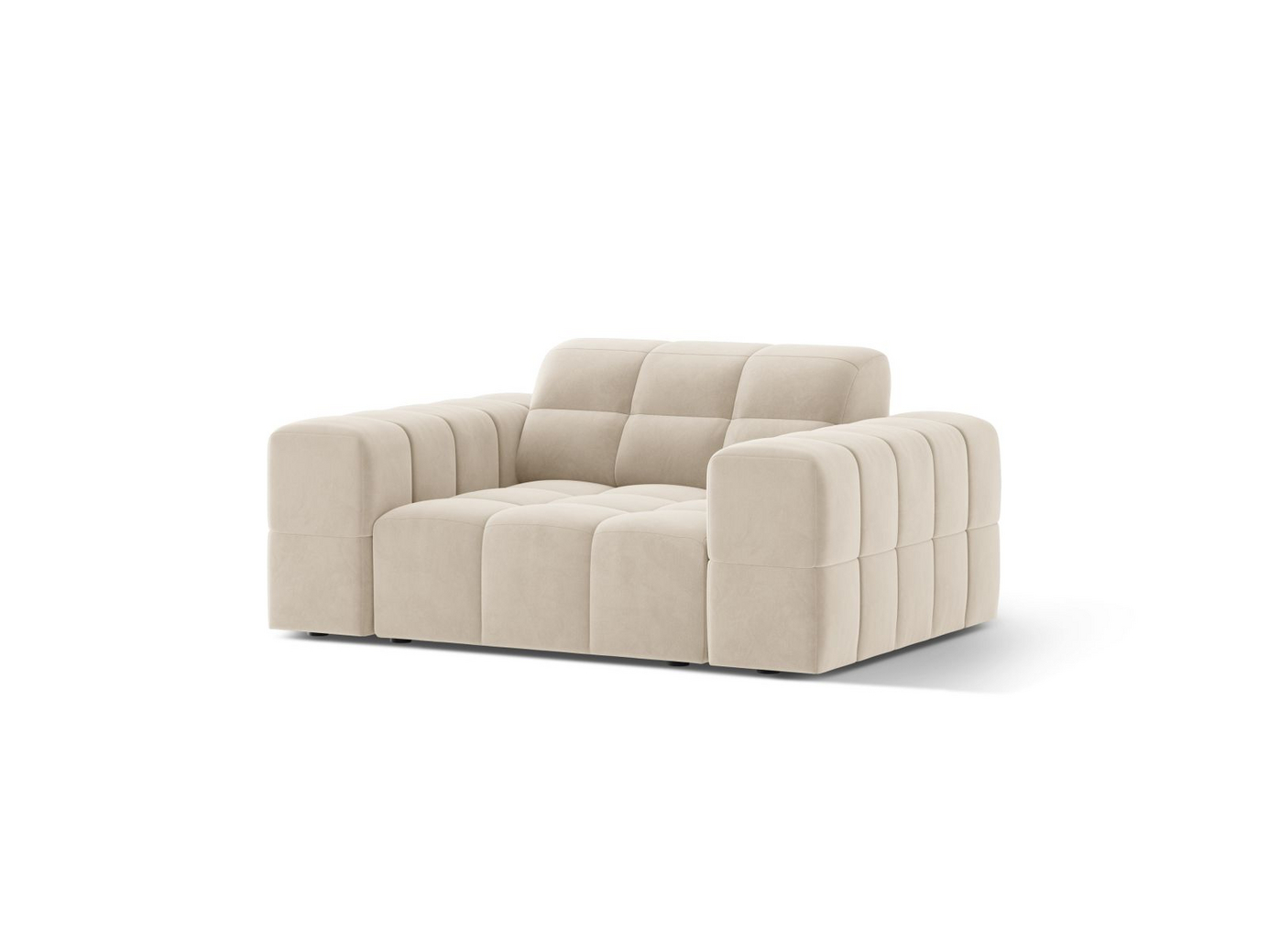Cosmopolitan Design velourlænestol, "Chicago", 1-personers, 132 × 102 × 78 cm, Bluvel, sorte plastben