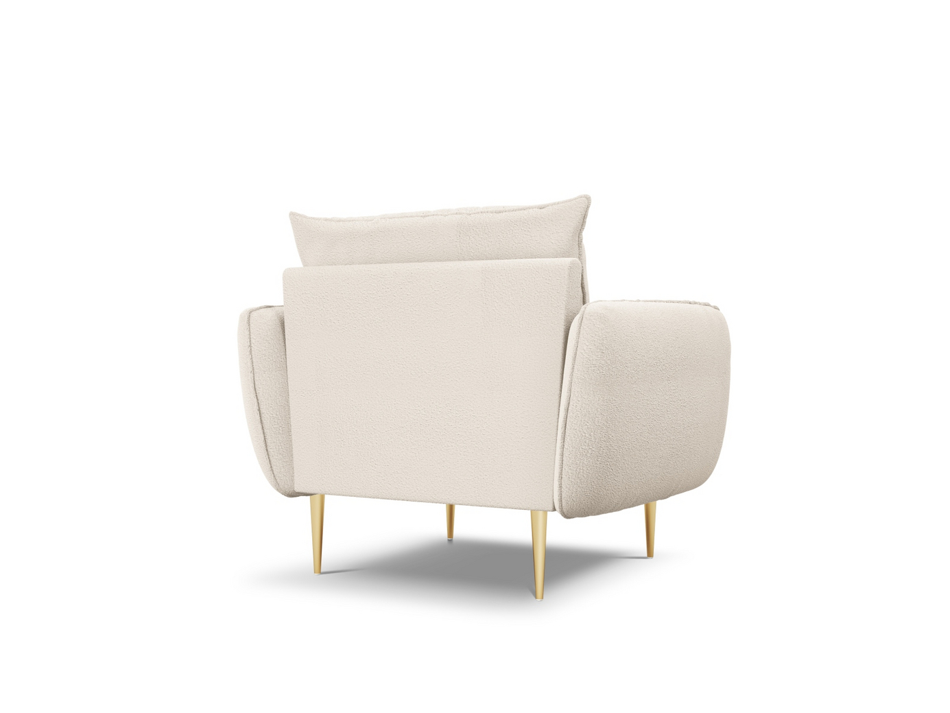 Cosmopolitan Design bouclé-lænestol, "Vienna", 1-personers, 97 × 94 × 95 cm, Ascot, guldfarvede metalben