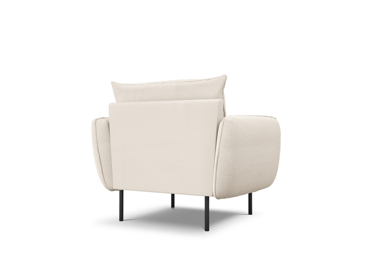 Cosmopolitan Design bouclé-lænestol, "Vienna", 1-personers, 97 × 94 × 95 cm, Ascot, sorte metalben