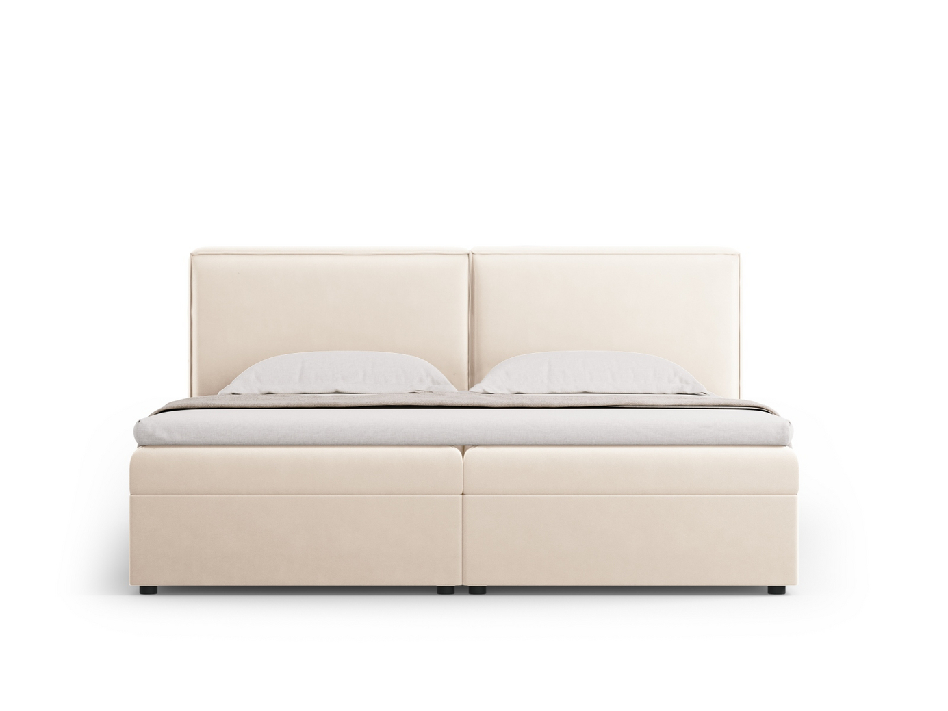 Cosmopolitan Design kontinentalseng, "Arendal", 166 × 210 × 100 cm, Bluvel, sorte plastben