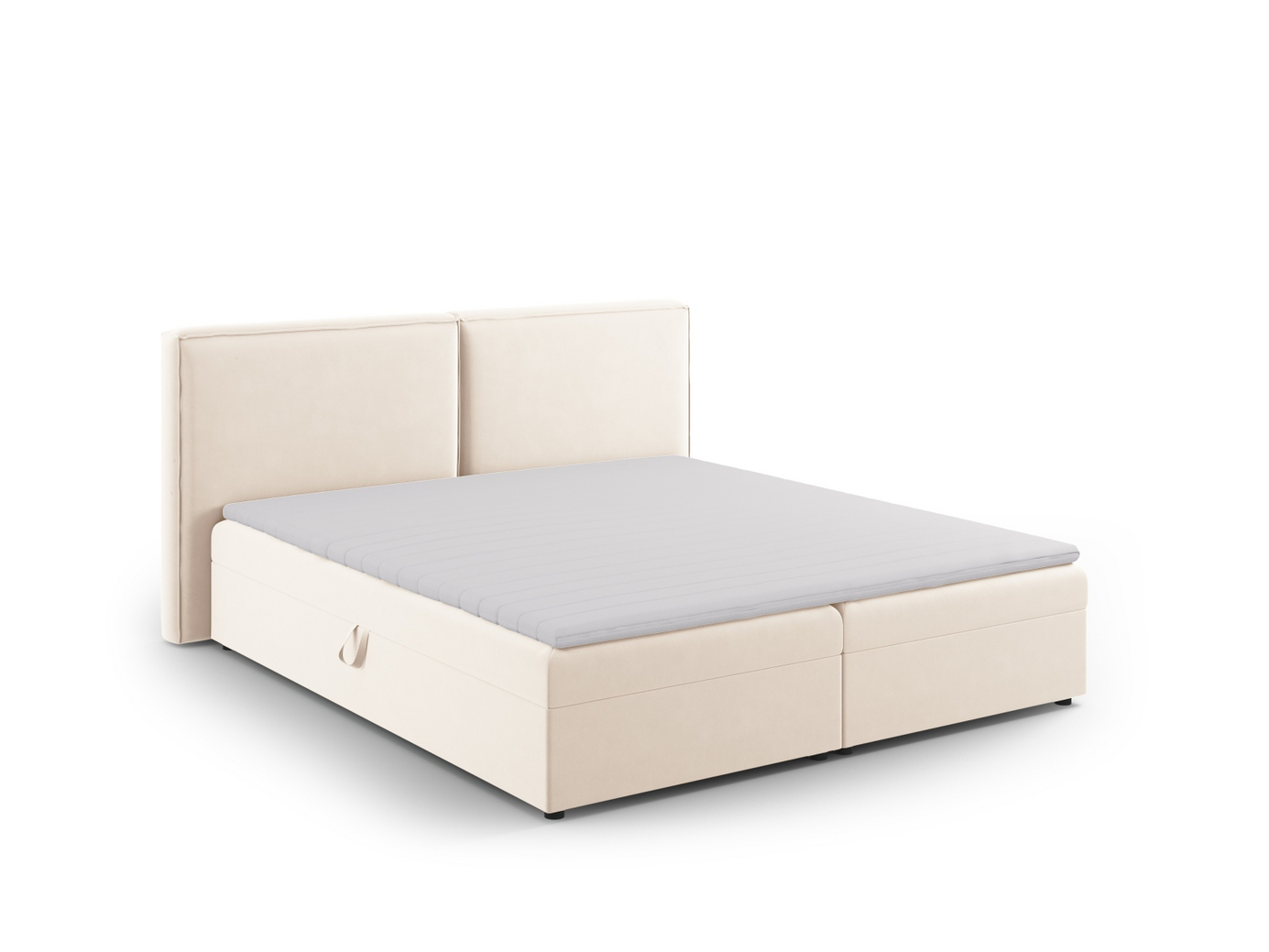 Cosmopolitan Design kontinentalseng, "Arendal", 166 × 210 × 100 cm, Bluvel, sorte plastben