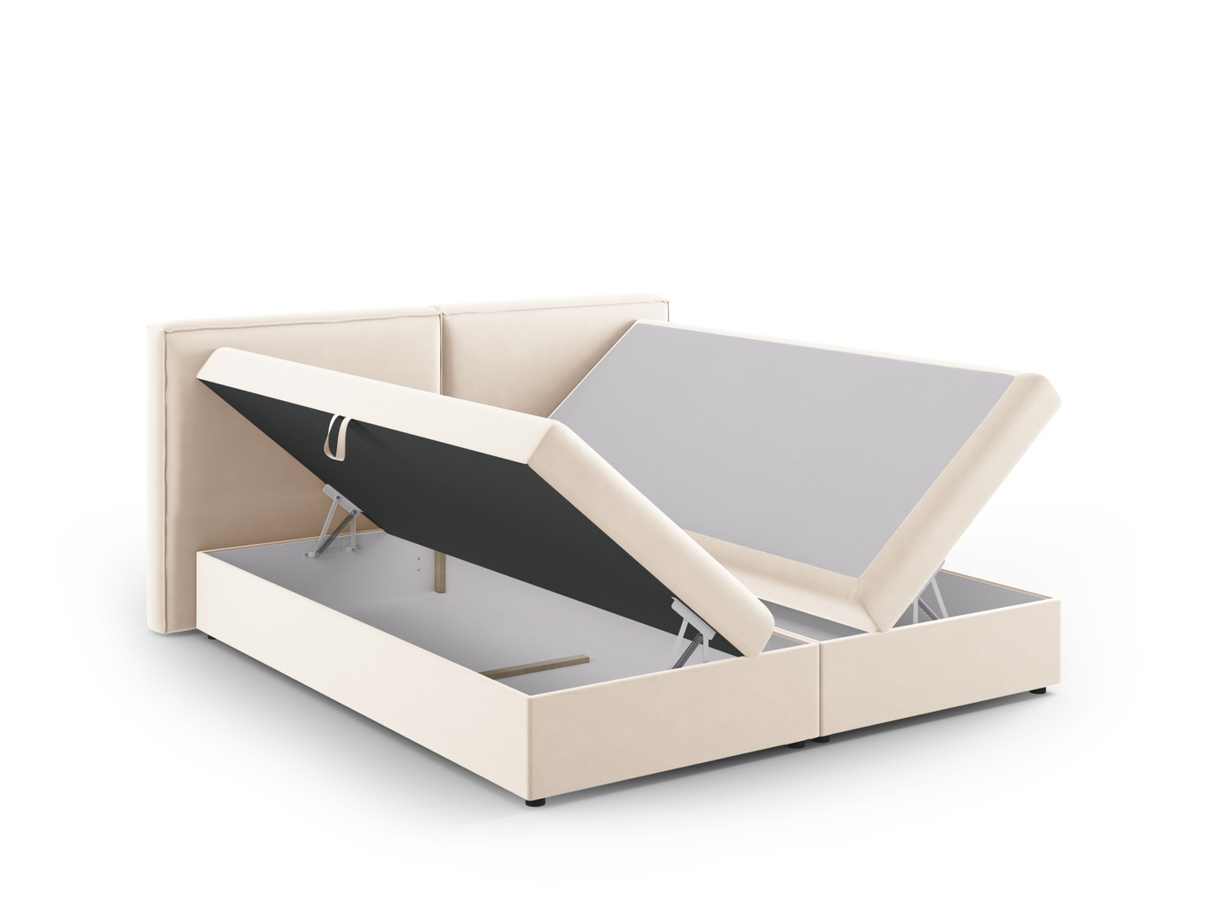Cosmopolitan Design kontinentalseng, "Arendal", 186 × 210 × 100 cm, Bluvel, sorte plastben