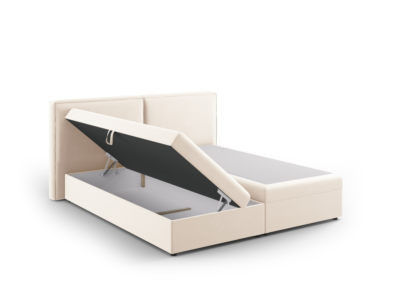Cosmopolitan Design kontinentalseng, "Arendal", 206 × 210 × 100 cm, Bluvel, sorte plastben
