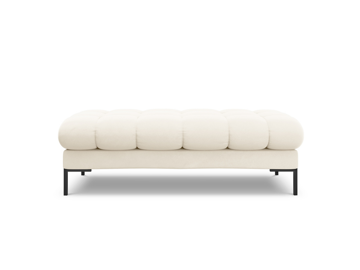 Cosmopolitan Design velourbænk, "Bali", 2-personers, 133 × 62 × 40 cm, Bluvel, sorte metalben