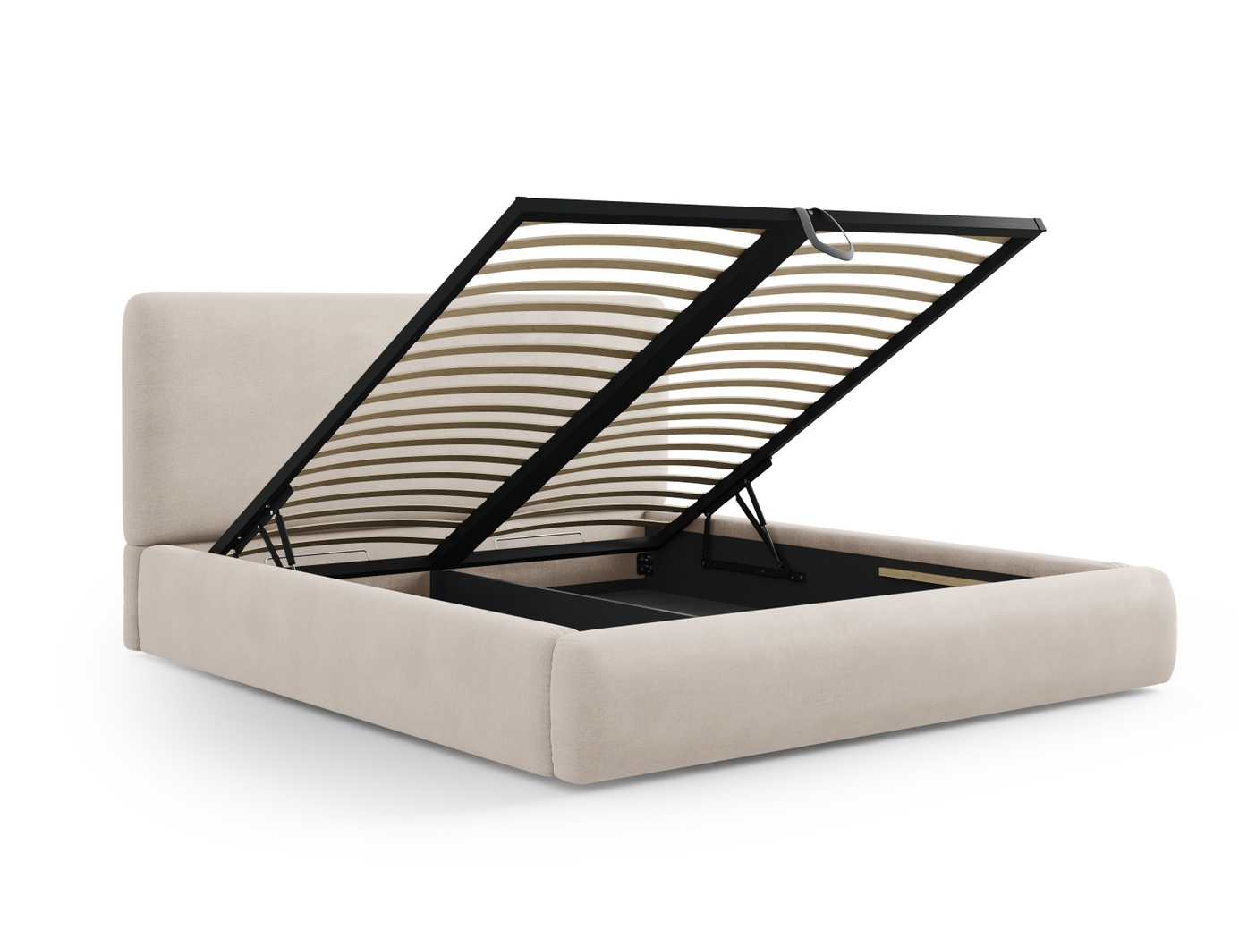 Cosmopolitan Design seng med opbevaring og sengegavl, "Colonel", 160 × 220 × 100 cm, Rebel, sorte plastben