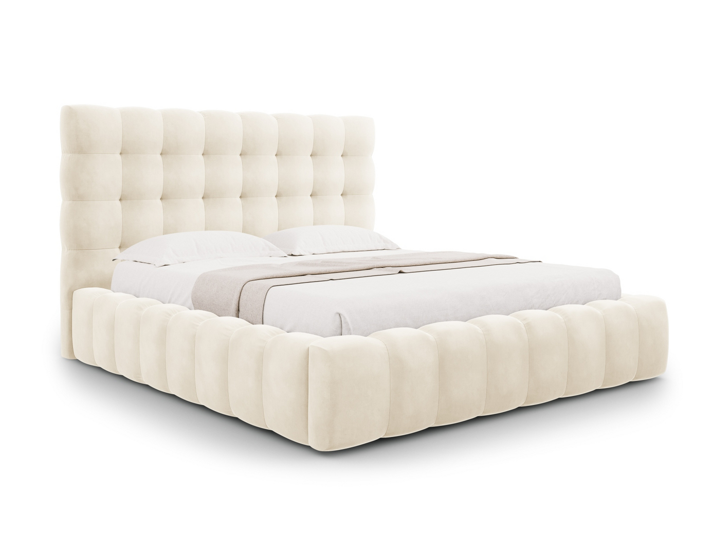 Cosmopolitan Design velourseng med opbevaring og sengegavl, 