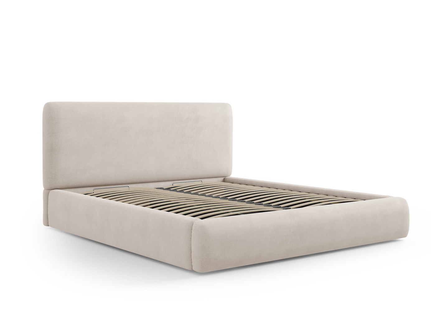 Cosmopolitan Design seng med opbevaring og sengegavl, "Colonel", 180 × 220 × 100 cm, Rebel, sorte plastben