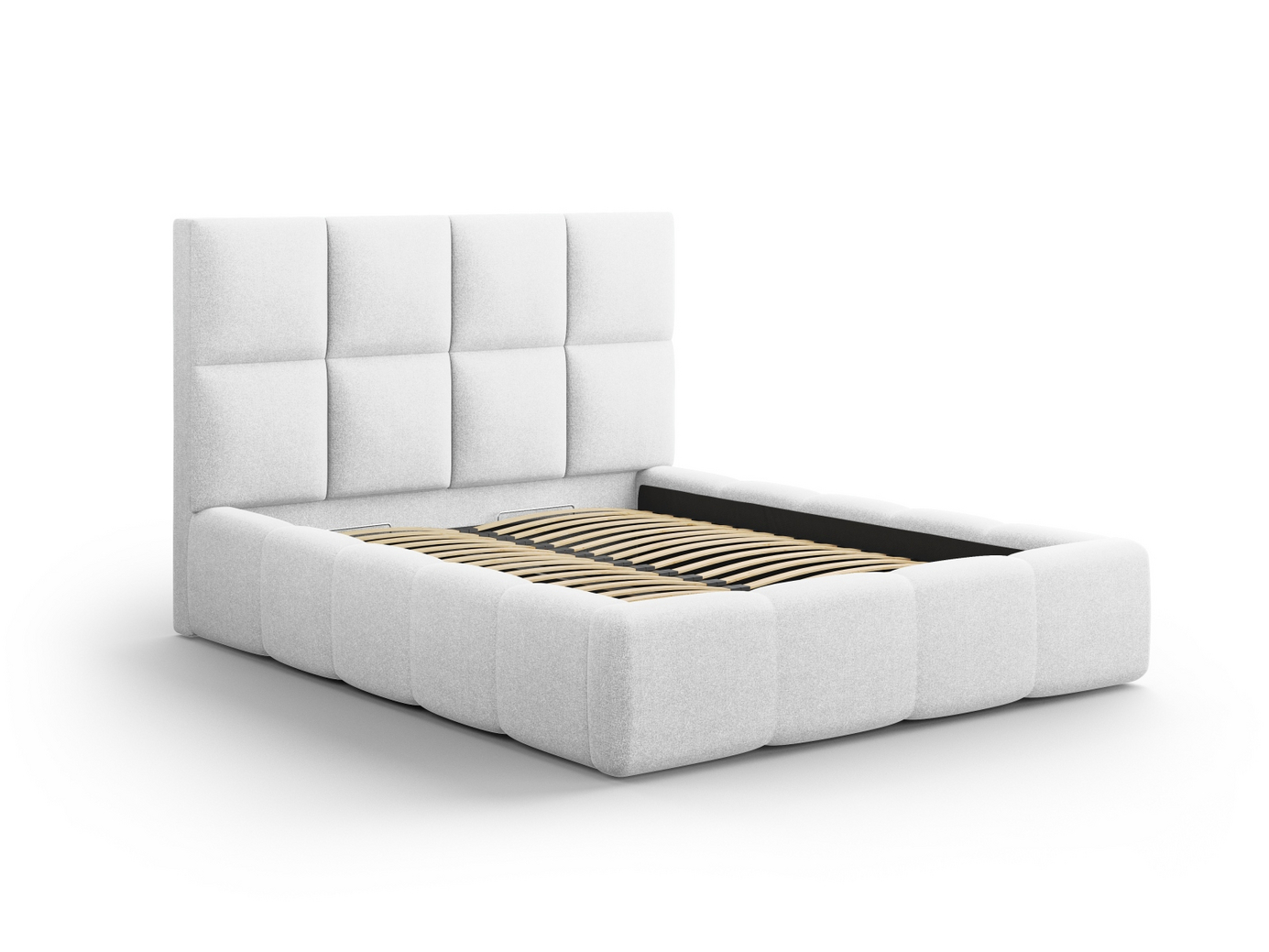 Cosmopolitan Design seng med opbevaring og sengegavl, "Livigno", 185 × 230 × 125 cm, Solid, sorte plastben