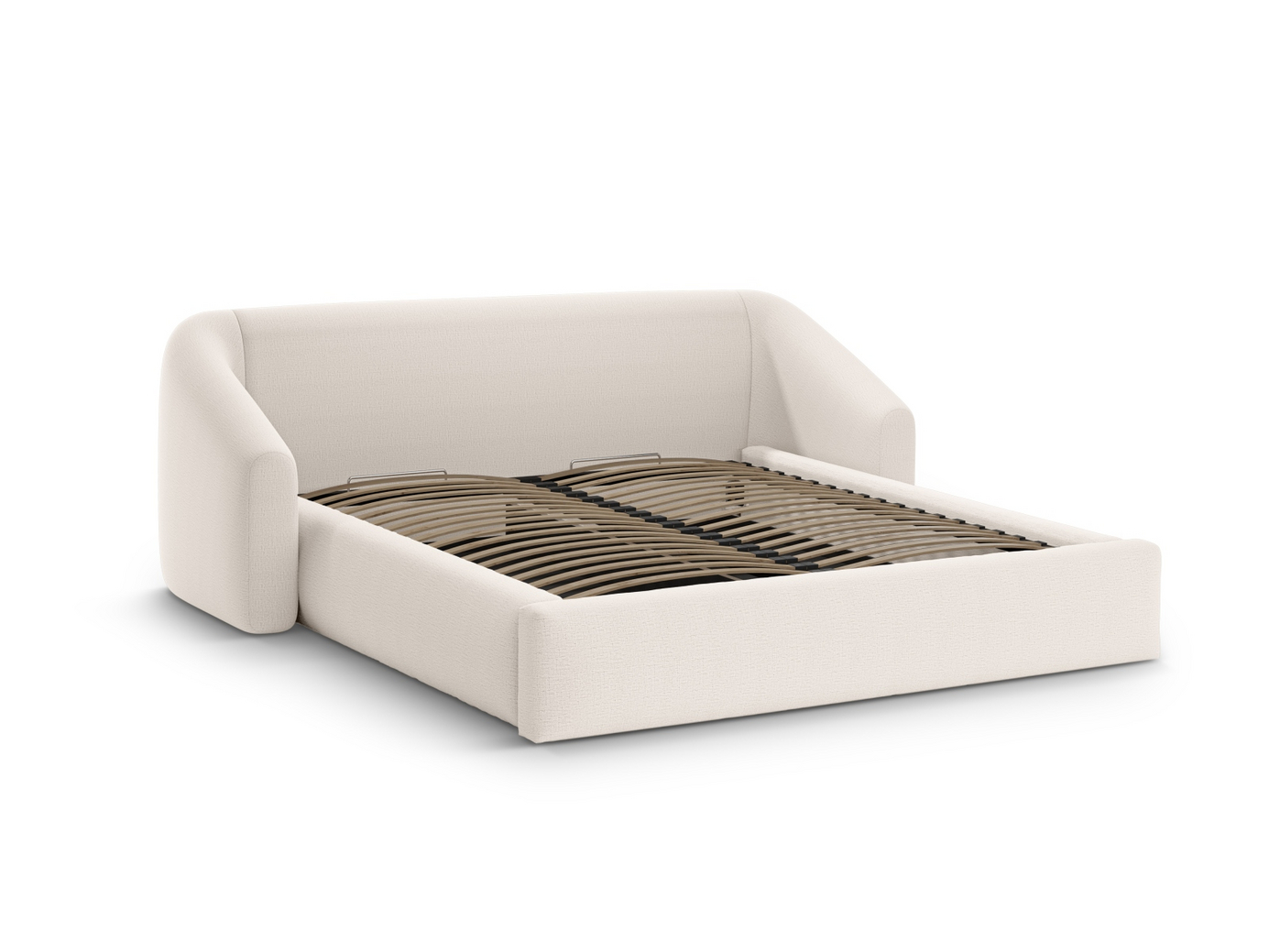 Cosmopolitan Design seng med opbevaring og sengegavl, "Campi", 268 × 230 × 80 cm, Moly, sorte plastben