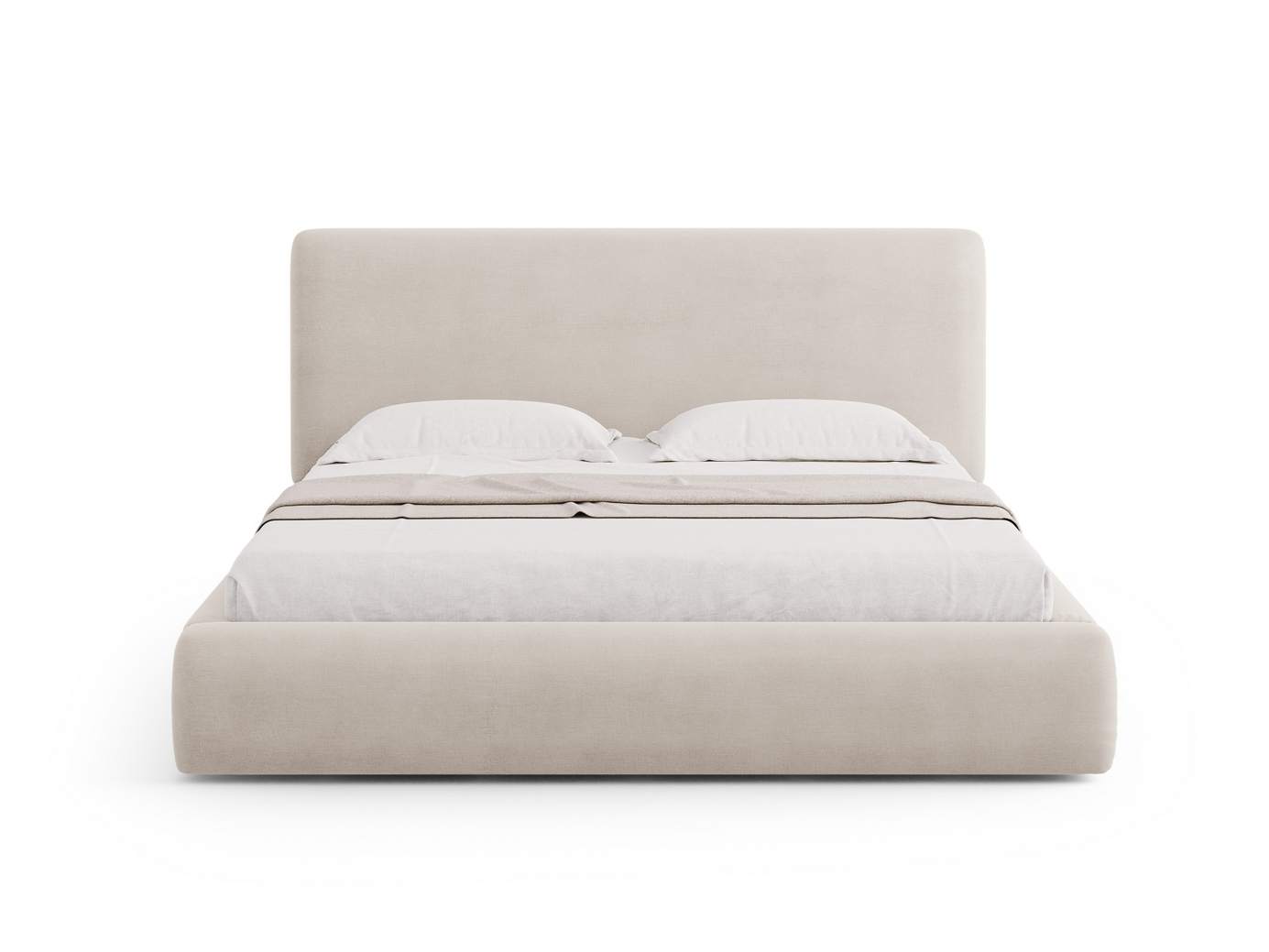 Cosmopolitan Design seng med opbevaring og sengegavl, "Colonel", 220 × 220 × 100 cm, Rebel, sorte plastben