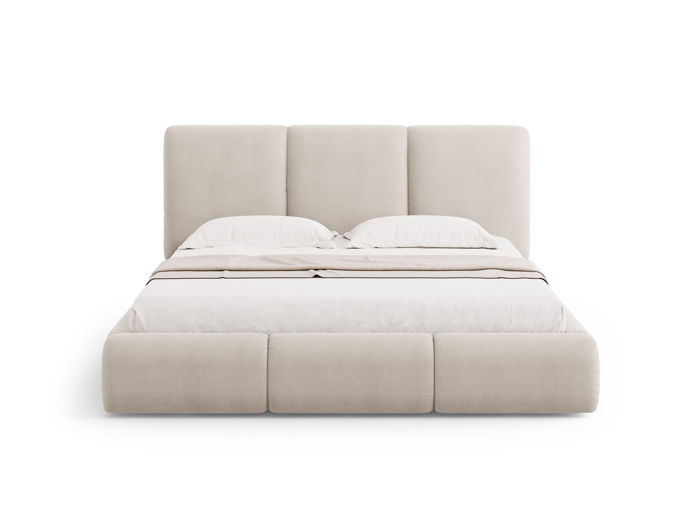 Cosmopolitan Design seng med opbevaring og sengegavl, "Nicolas", 220 × 220 × 100 cm, Rebel, sorte plastben