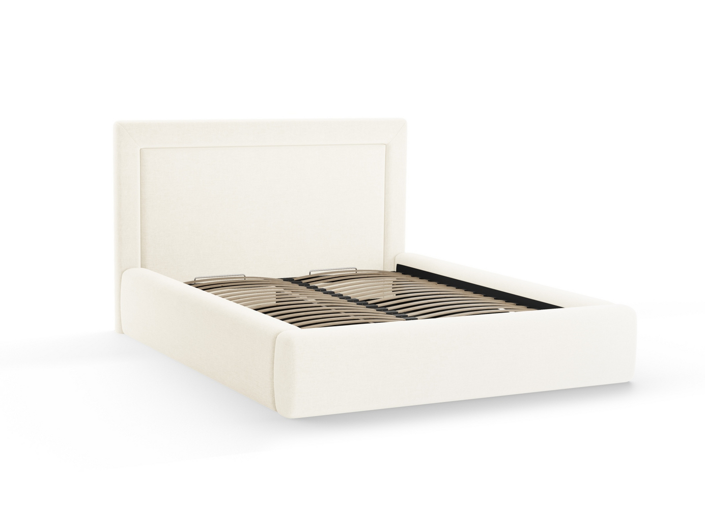 Cosmopolitan Design seng med opbevaring og sengegavl, "Kemer", 225 × 230 × 120 cm, Wind, sorte plastben