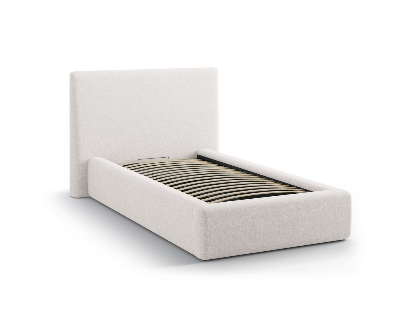 Cosmopolitan Design seng med opbevaring og sengegavl, "Asti", 130 × 220 × 95 cm, Moly, sorte plastben