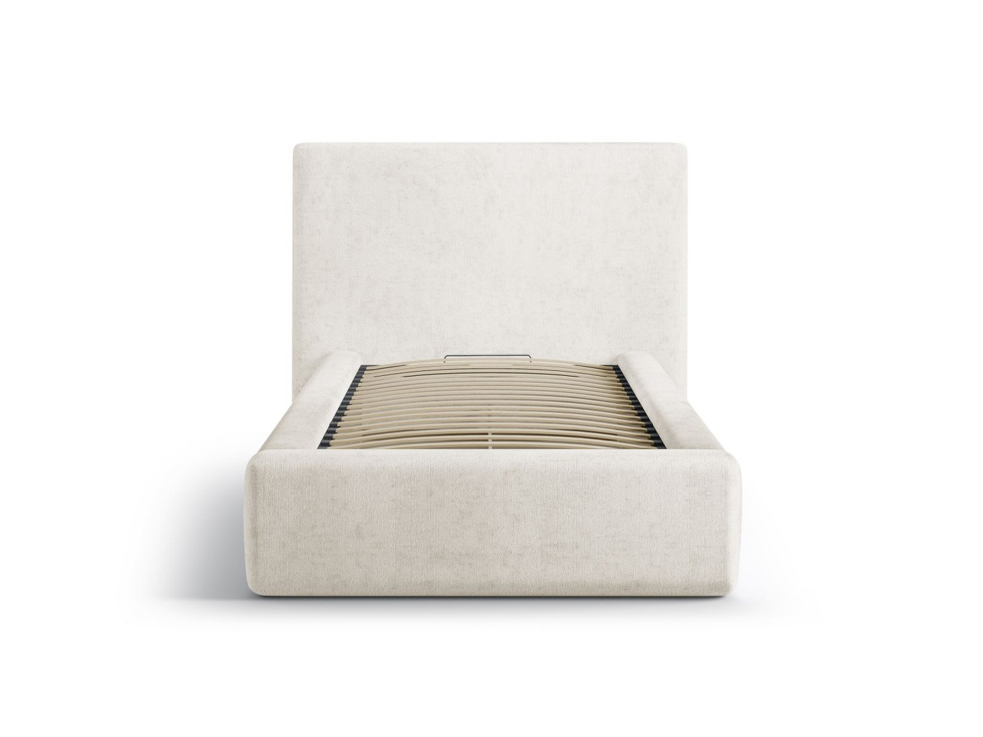 Cosmopolitan Design seng med opbevaring og sengegavl, "Asti", 130 × 220 × 95 cm, Perfect Harmony, sorte plastben