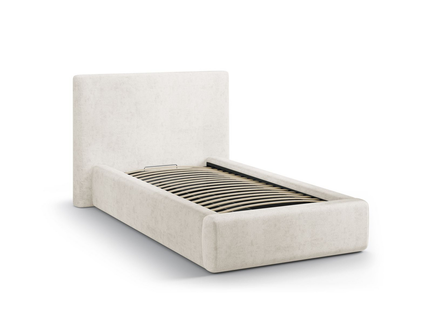 Cosmopolitan Design seng med opbevaring og sengegavl, "Asti", 130 × 220 × 95 cm, Perfect Harmony, sorte plastben