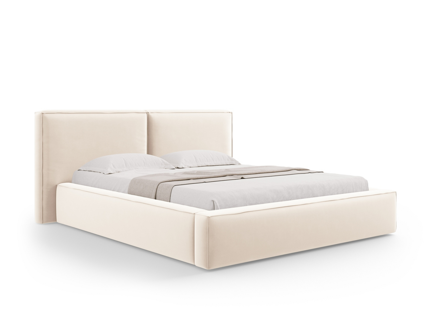 Cosmopolitan Design velourseng med opbevaring og dobbelt sengegavl, 
