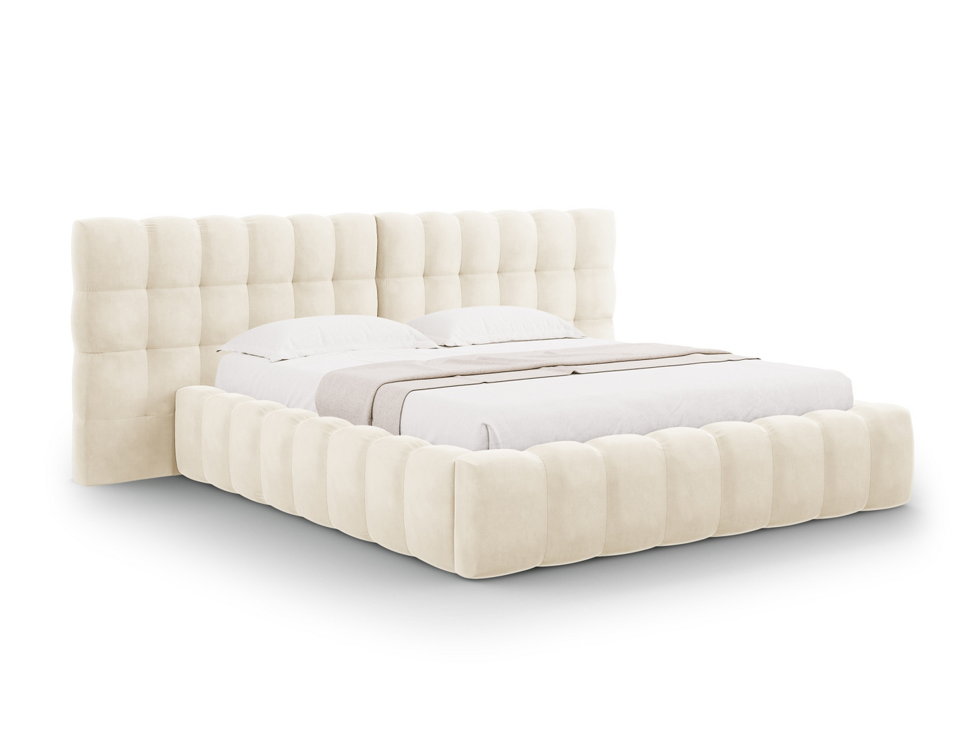 Cosmopolitan Design velourseng med opbevaring og dobbelt sengegavl, 