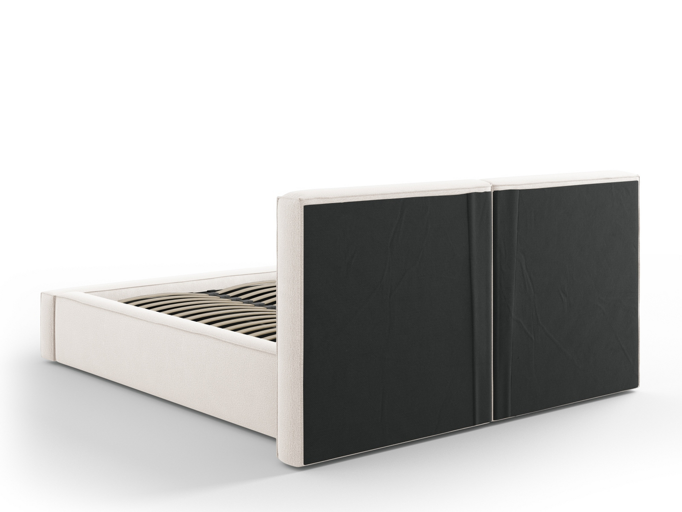 Cosmopolitan Design seng med opbevaring og dobbelt sengegavl, "Arendal", 194 × 228 × 97,5 cm, Megan, sorte plastben