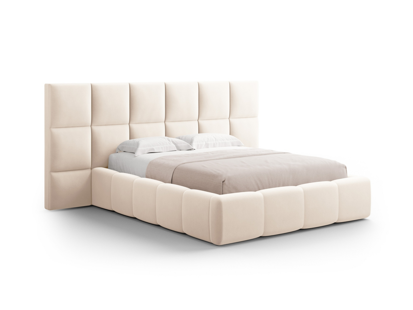 Cosmopolitan Design velourseng med opbevaring og dobbelt sengegavl, 