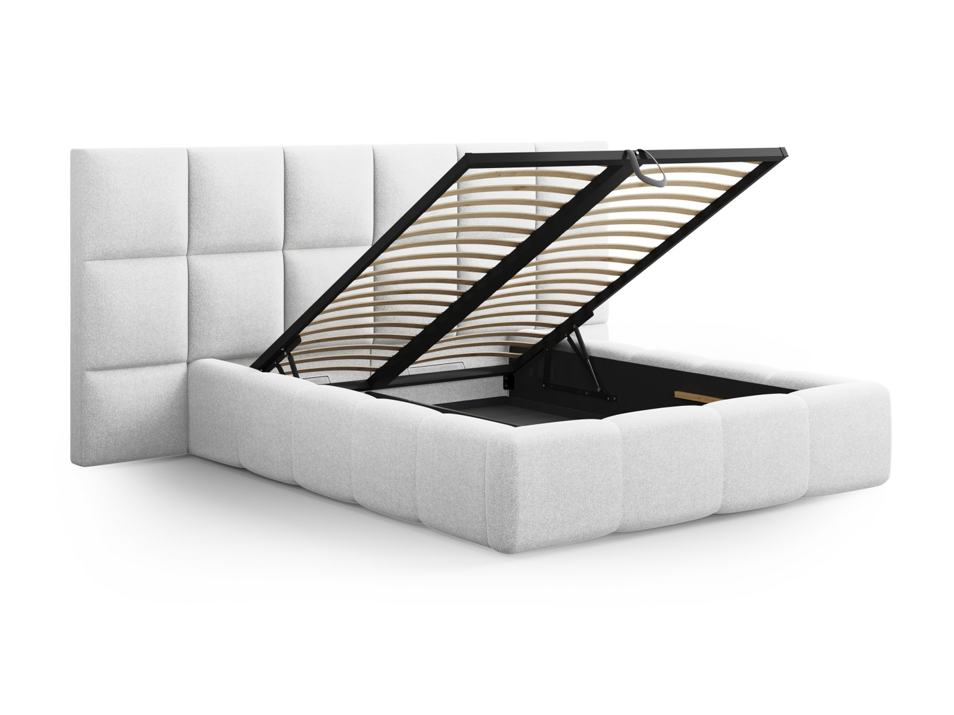 Cosmopolitan Design seng med opbevaring og sengegavl, "Livigno", 250 × 230 × 125 cm, Solid, sorte plastben