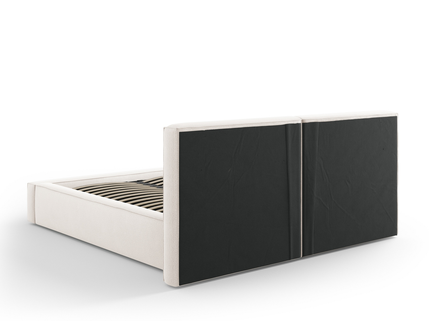 Cosmopolitan Design seng med opbevaring og dobbelt sengegavl, "Arendal", 214 × 228 × 97,5 cm, Megan, sorte plastben