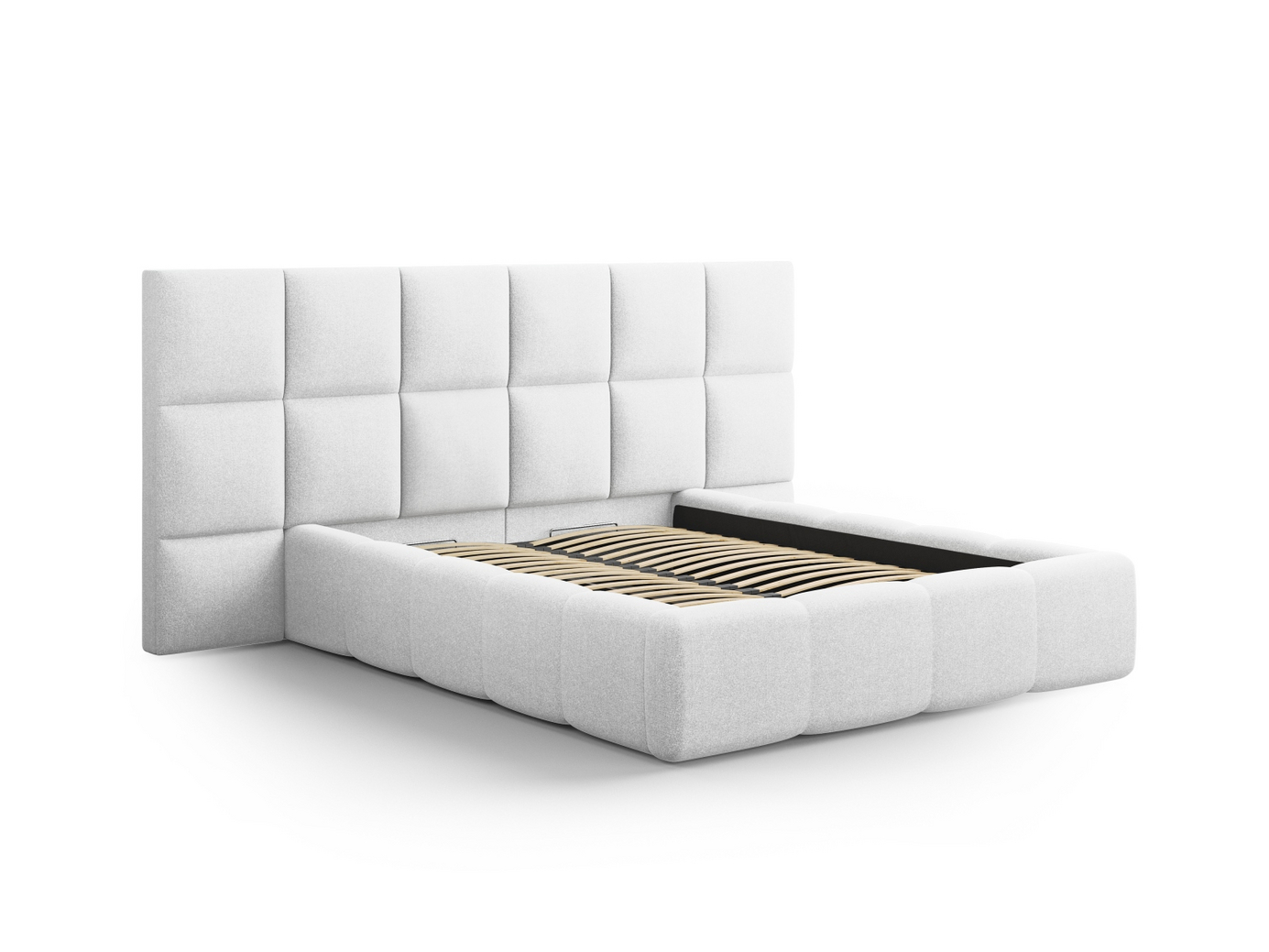 Cosmopolitan Design seng med opbevaring og sengegavl, "Livigno", 350 × 230 × 125 cm, Solid, sorte plastben
